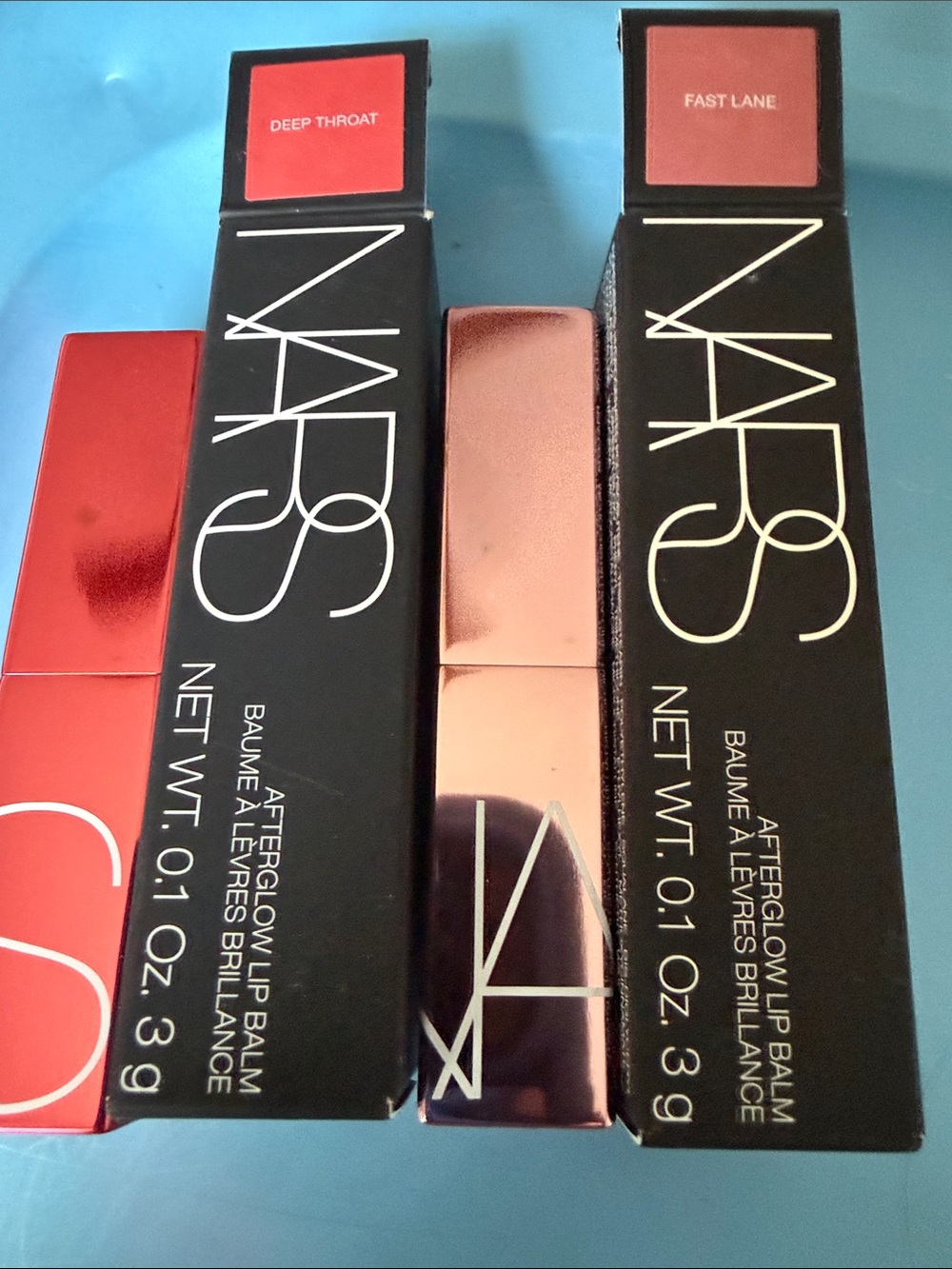 NARS Afterglow Lip Balm — Deep Throat (red) & Fast Lane (pink) Duo